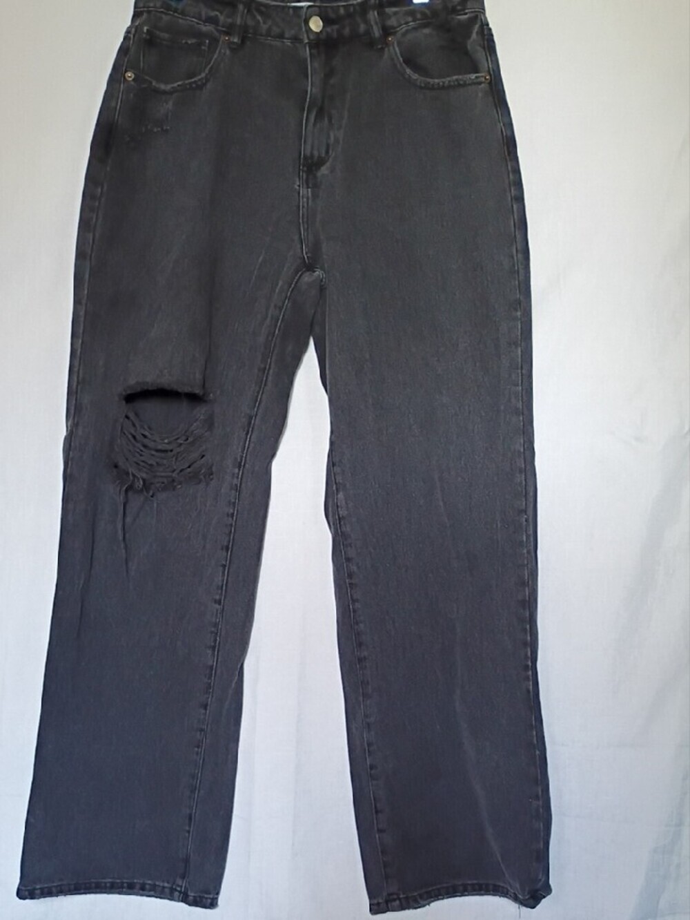 RSQ Black Baggy Straight-Leg Distressed Women’s Jeans Size 31 - Picture 11 of 11